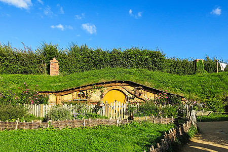 霍比特人小屋新西兰霍比特村背景