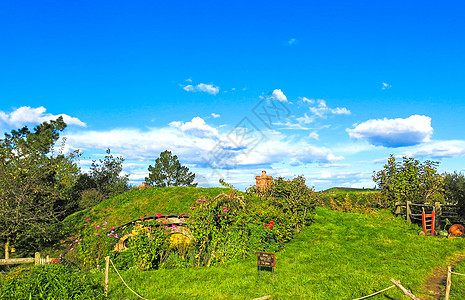 霍比特人小屋新西兰霍比特村背景