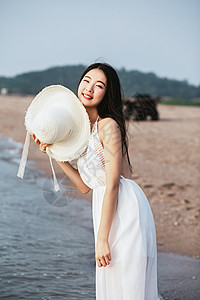 唯美女性海边人像背景