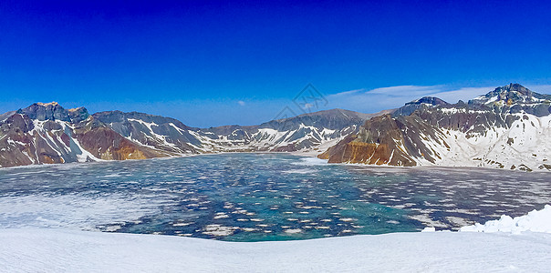 雪景湖吉林长白山天池风光背景