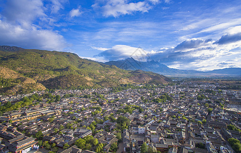 田园风景丽江大气田园风光纳西族房屋背景