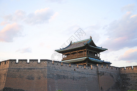 古代城楼平遥古城西城门背景