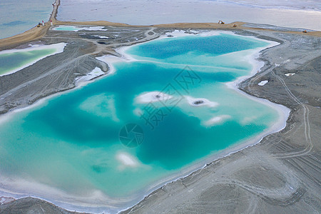 色块搭配西北大柴旦翡翠湖航拍背景