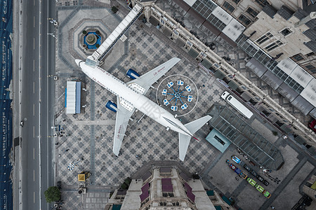 城中的飞机餐厅背景图片
