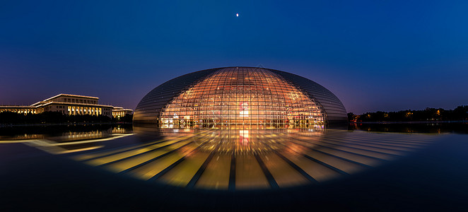 夜幕中的国家大剧院背景图片