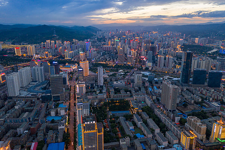 小区停车西宁市航拍夜景背景