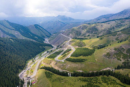 新疆天山高山牧场森林风景旅游图片