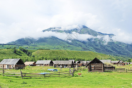 田园木屋新疆禾木村背景