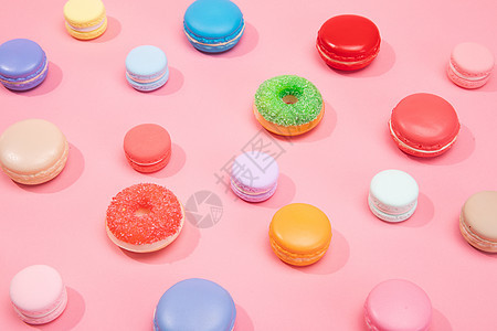 马卡龙甜甜圈背景图片