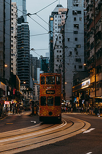 香港街拍香港街头的叮叮车背景