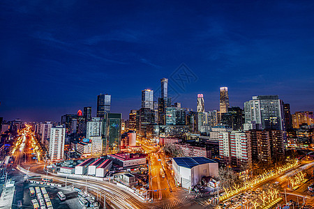 楼科技北京城市CBD夜晚全景背景