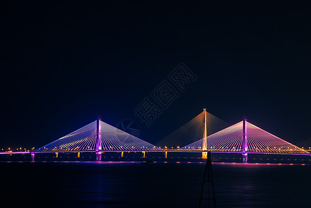 西藏铁路武汉二七长江大桥夜景风光背景