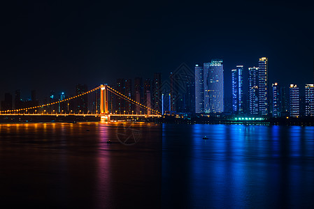 武汉鹦鹉洲长江大桥武汉汉阳江滩夜景背景