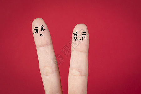创意手指画手指表情情侣生气背景