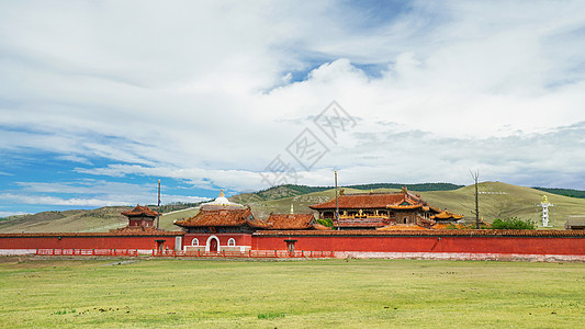 国庆中秋节蒙古国庆宁寺背景