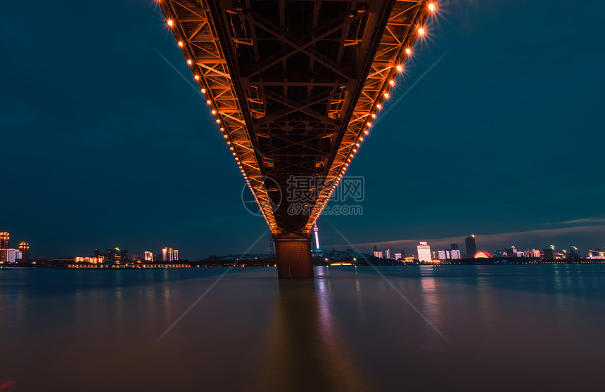 武汉长江大桥夜景风光图片