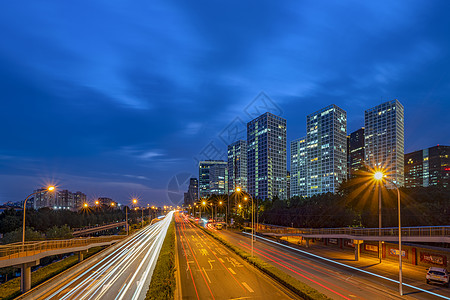 夜景北京建外交通高清图片