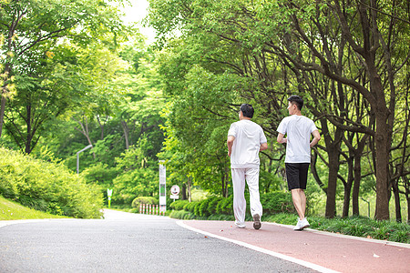 惬意父子户外运动跑步背景