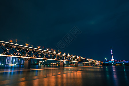 千厮门长江大桥武汉长江大桥夜景风光背景