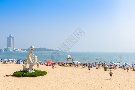 青岛第一海水浴场风光背景