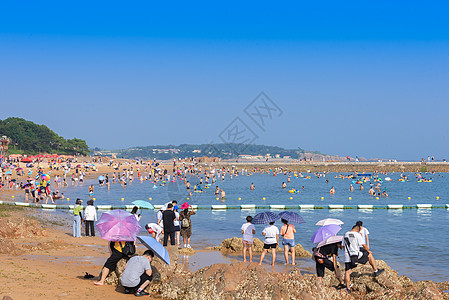 青岛第二海水浴场夏季风光【媒体用图】高清图片