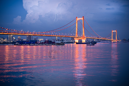 武汉鹦鹉洲长江大桥夜色背景图片