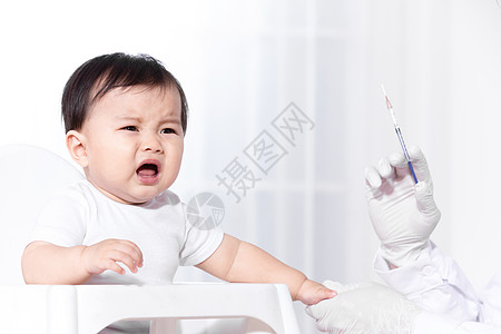 打针医生给婴儿扎疫苗背景