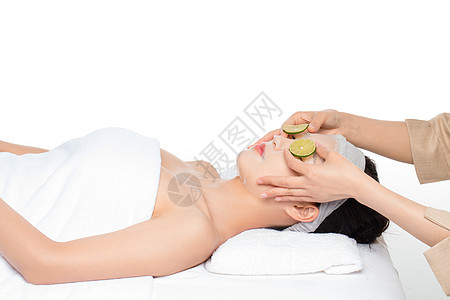 女性美容面膜柠檬片背景图片