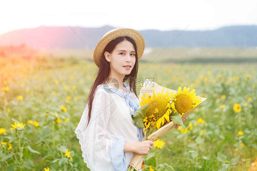 向日葵女孩图片