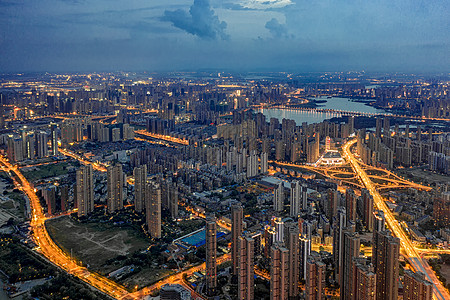 武汉航拍城市夜景全貌高清图片