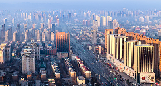 城市大厦清晨石家庄槐安路背景