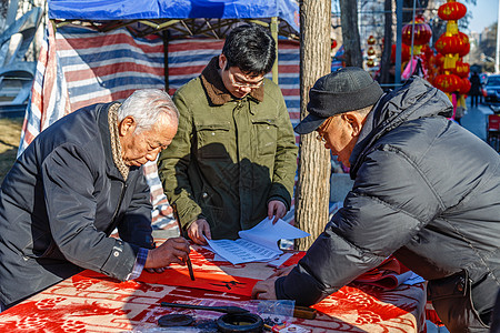 春节书法家现场写春联【媒体用图】（仅供媒体用图使用，不可商用）背景图片