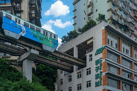 跑道小区重庆地标李子坝地铁站背景