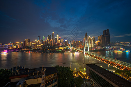 重庆桥重庆渝中半岛夜景城市背景