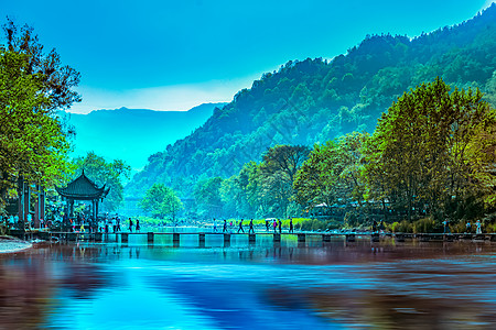 山水桥四川柳江古镇风光背景