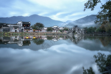 安徽歙县安徽宏村古风建筑风光背景