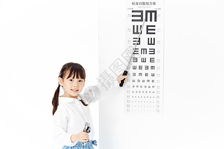 视力测试可爱小女孩指视力表背景