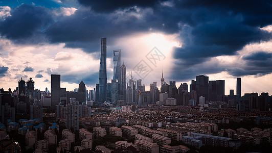 城市大楼上海城市台风天气背景