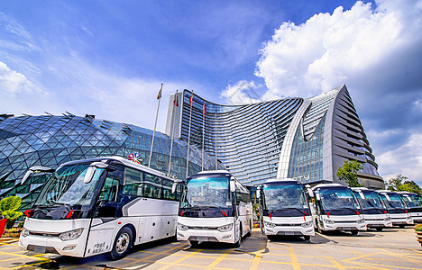 行车旅游客运大巴车内景外景背景