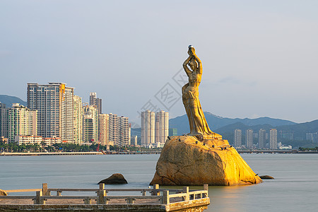 南方广东珠海地标景点珠海渔女背景