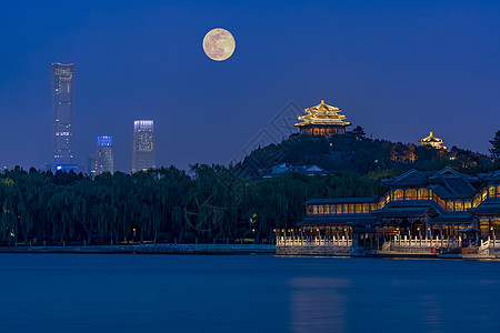圆建筑中秋节的北京背景