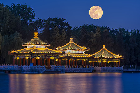 圆建筑中秋节的北京背景