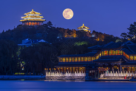 中秋夜景中秋节的北京背景