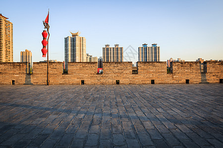 西安城墙景区夕照图片