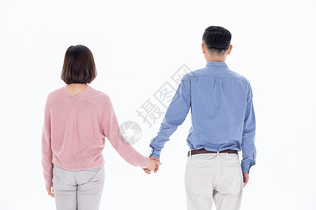 中年夫妻牵手背影图片