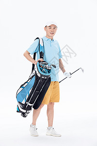 中年人男性背高尔夫球包图片