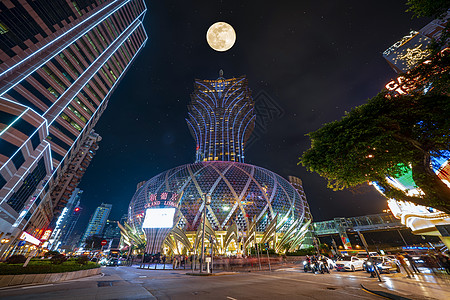 海边酒店中秋的澳门新葡京背景