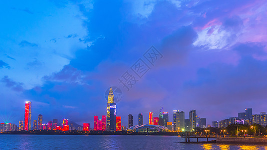 深圳湾体育中心深圳湾国旗国庆夜景背景