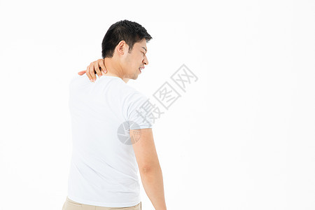 青年男性脖子痛背景图片
