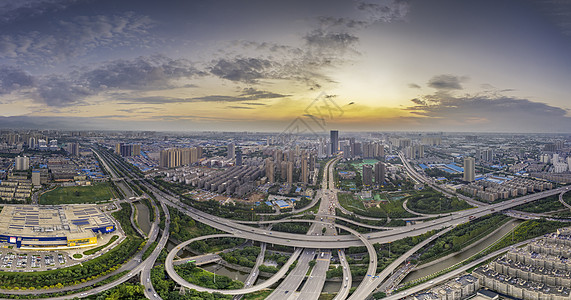航拍西安城市风光道路高清图片